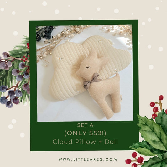 Christmas Gift | Set A- Cloud Pillow & Organic Doll